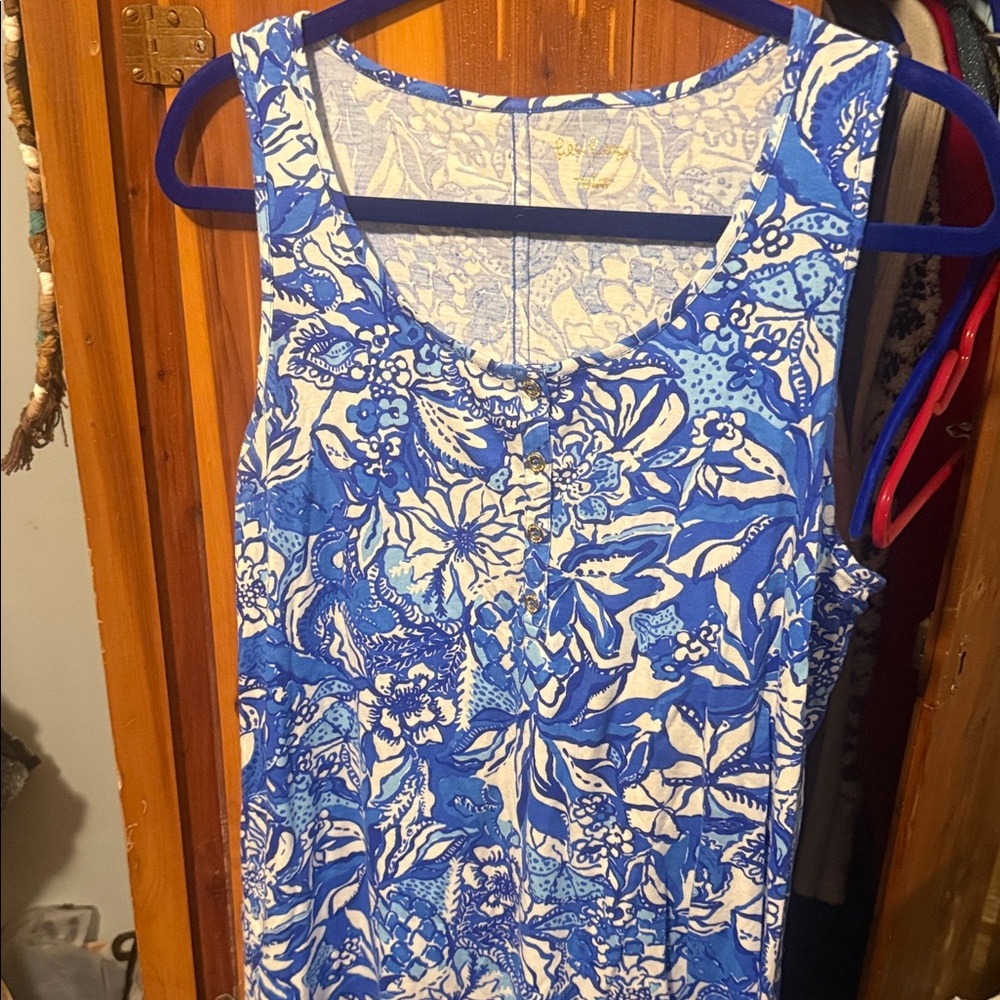 Lilly Pulitzer Blue and White Cotton Dress